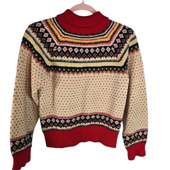 Vtg 1940s 1950s Abercrombie Fitch Nordic fair isle sweater womens - Picture 2 of 11